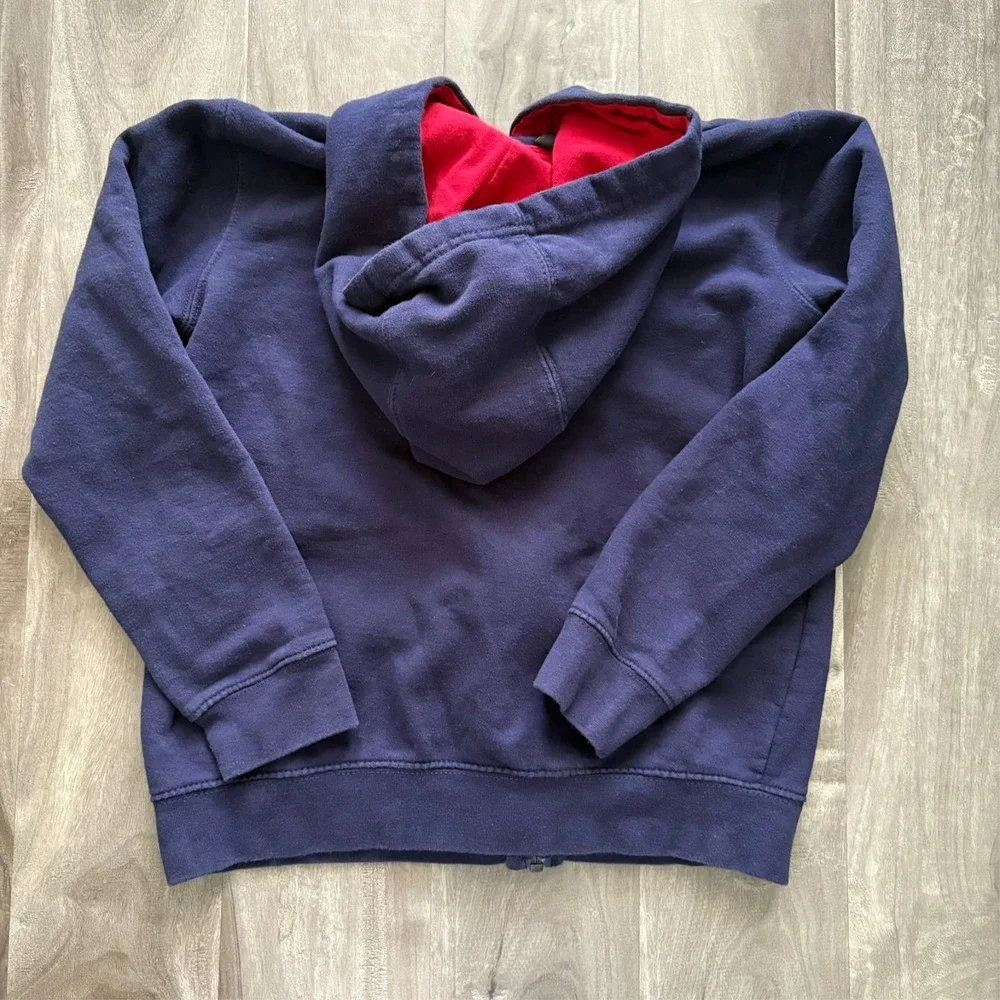 NFL New England Patriots Youth Full Zip Hoodie Navy Blue Red Hood Size M (10/12)
